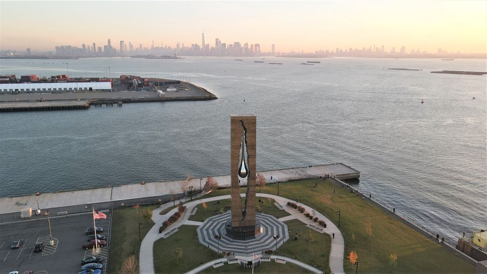 Aerial view of the Tear Drop Memorial