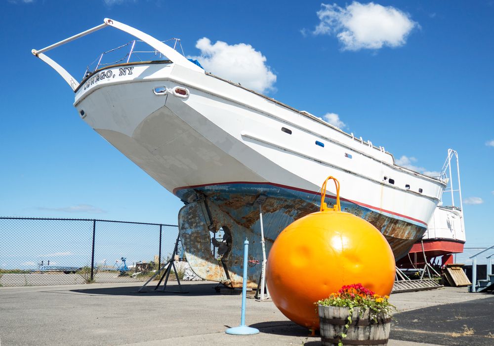Large oswego, new york boat display.