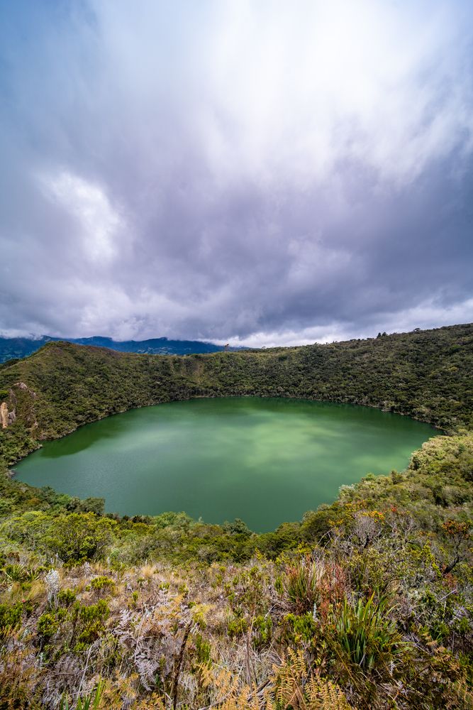 The calm waters of Lake Guatavita
