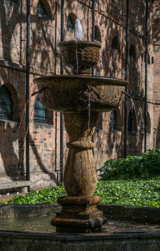 A water fountain at Museo Nacional de Colombia's courtyard