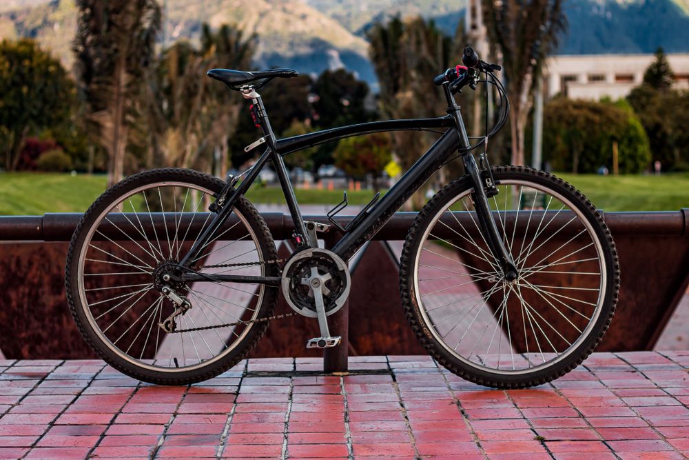A parked bike on a park