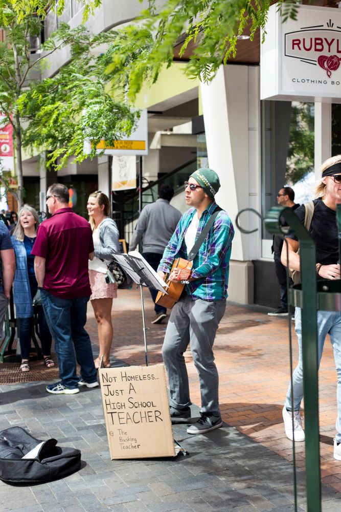 Street musician at Capital City Public Market
