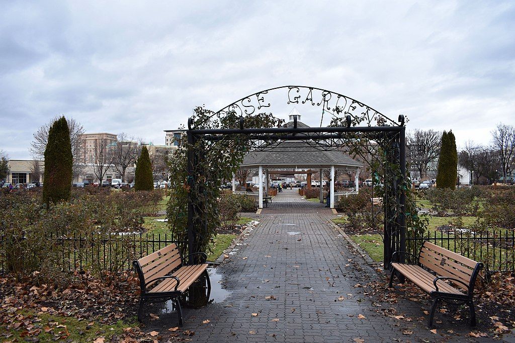 Entrance of Julia Davis Park's rose garden