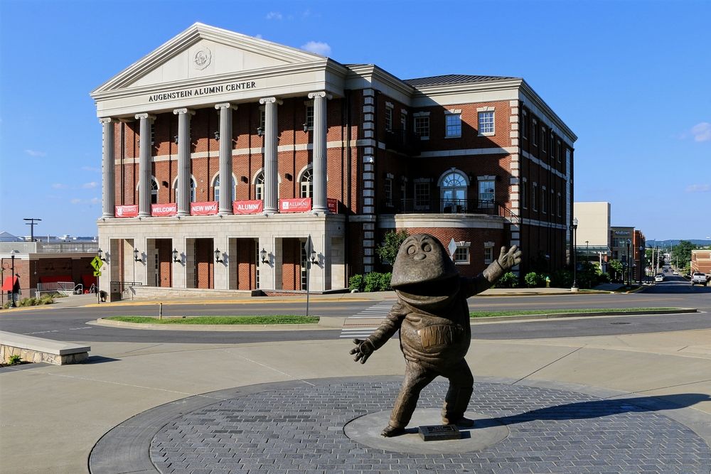 Sculpture in front of the alumni center in Western Kentucky University