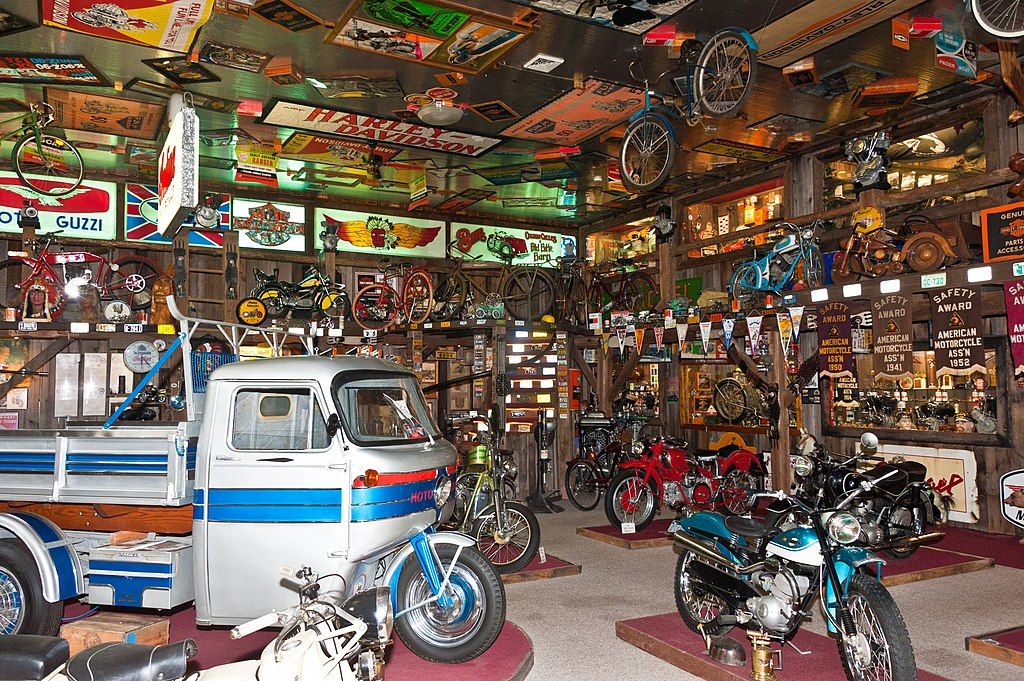 Displays in the military room of Bill’s Old Bike Barn