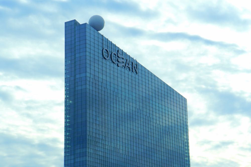 The top half of Ocean Casino Resort's building