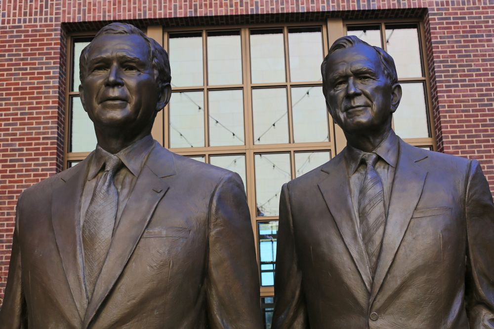 Life-size bronze statue of George Bush.