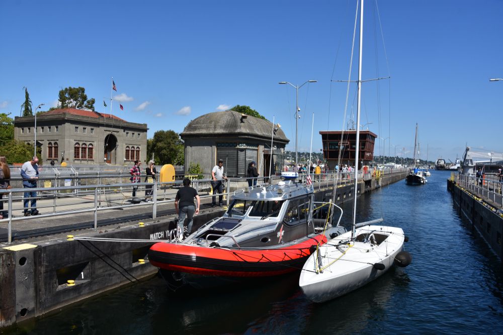 Boats docked at Hiram M. Chittenden Locks