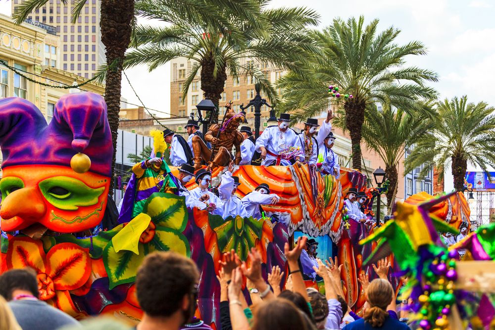 Parade float at the Mardi Gras celebration