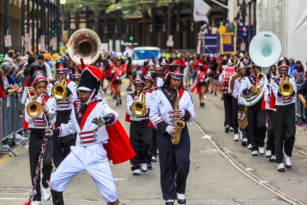 Marching band at the Mardi Gras celebration