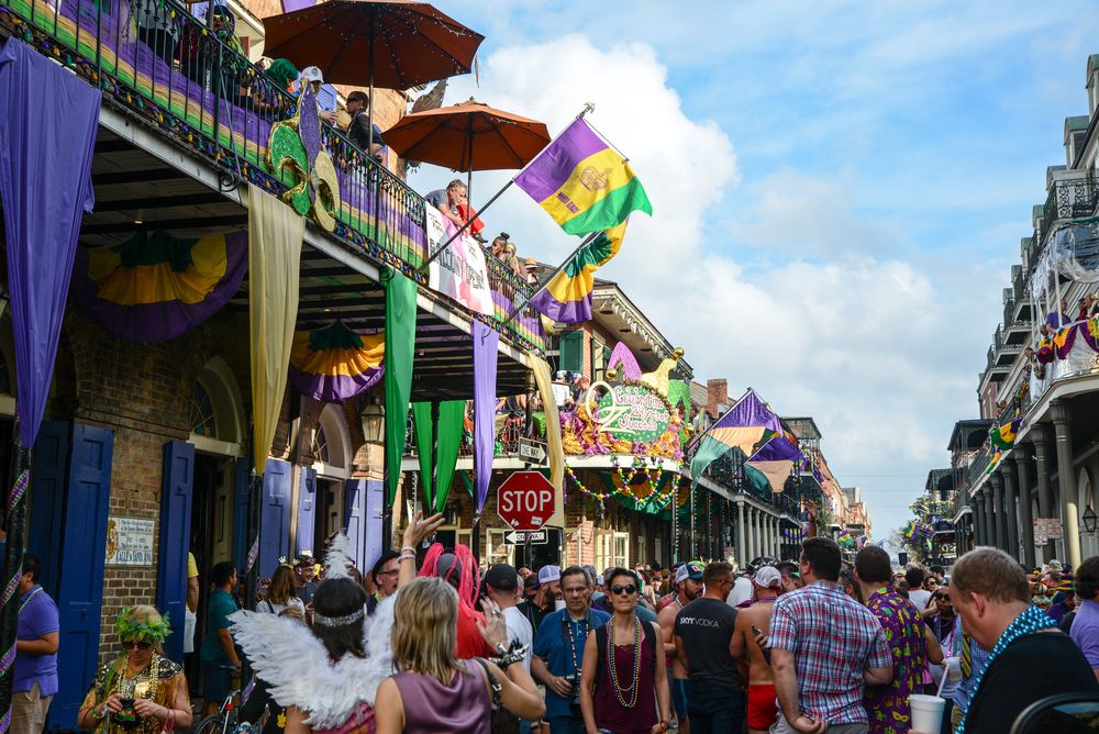 People at the Mardi Gras celebration