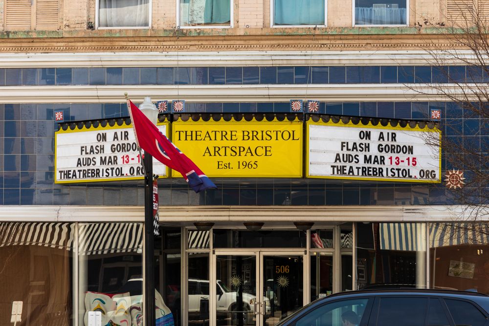 Marquee of theatre bristol artspace at Downtown Bristol