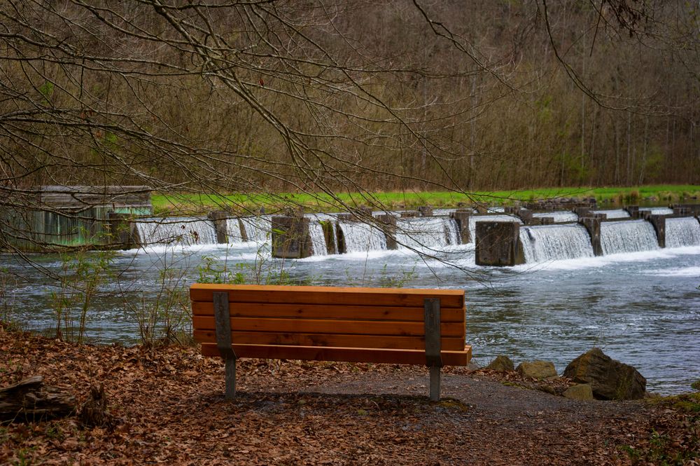 A bench overlooking the South Holston Dam
