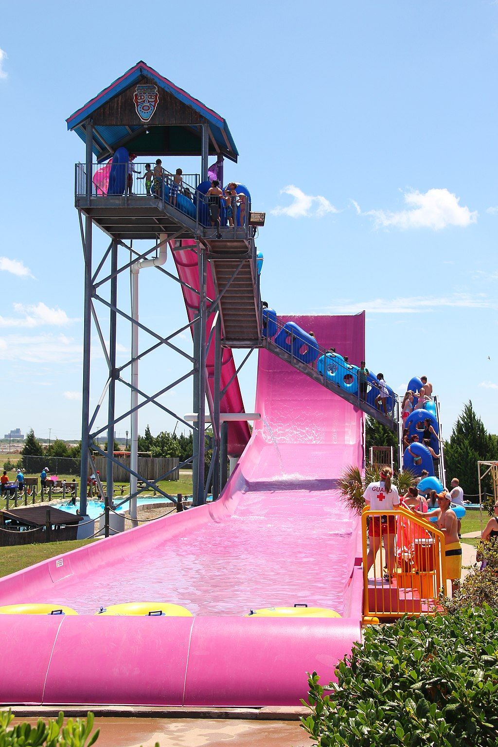 Pink waterslide at Hawaiian Falls mansfield.