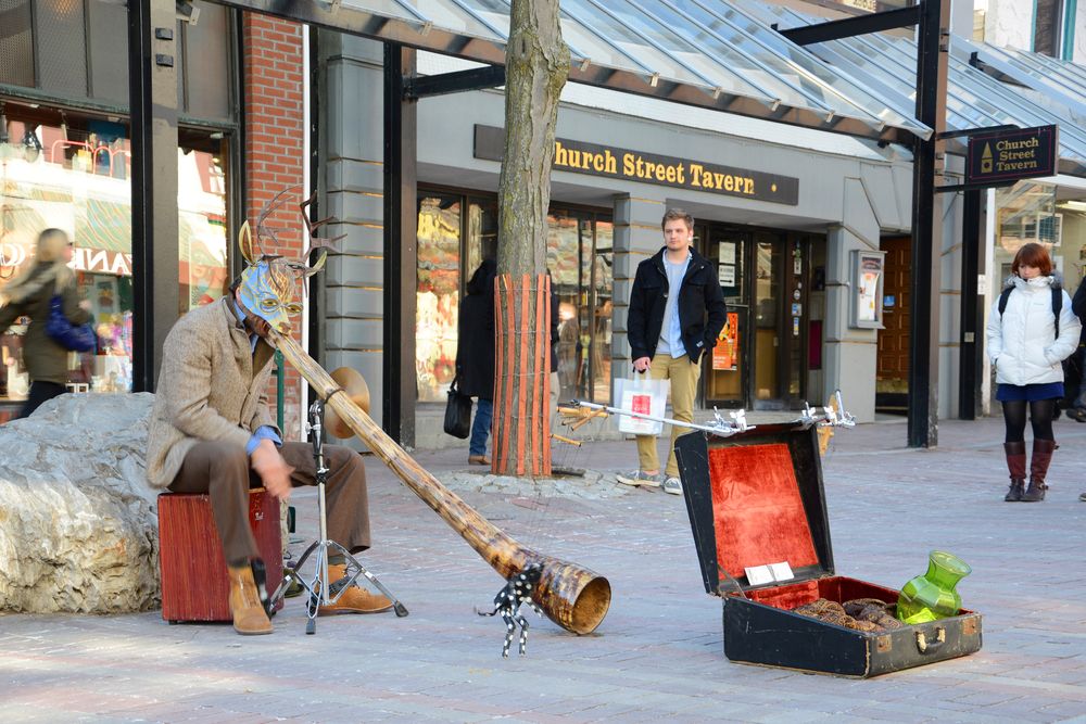 A musician at Church Street Marketplace