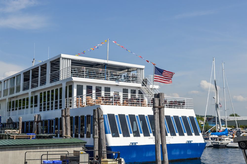 Daytime view of the Spirit of Ethan Allen cruise ship