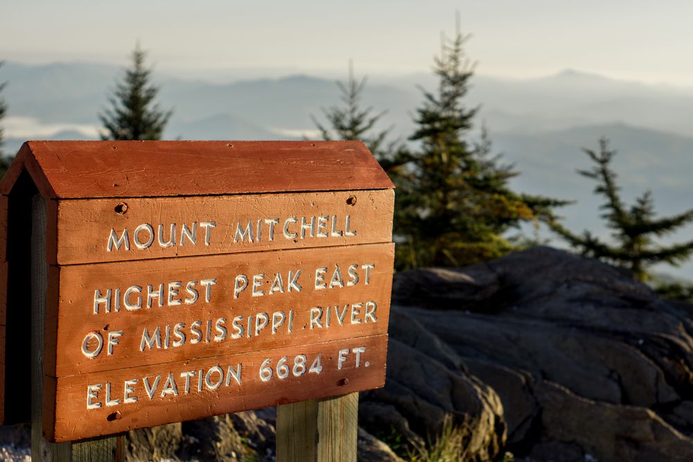 Highest peak marker at Mount Mitchell State Park