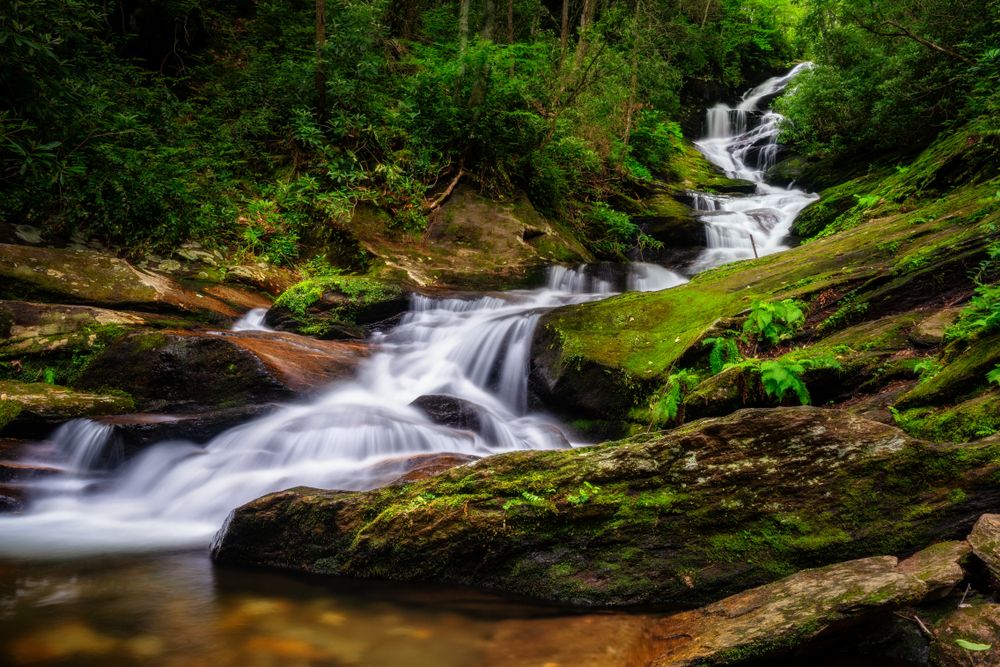 Water rushing from Roaring Fork Falls