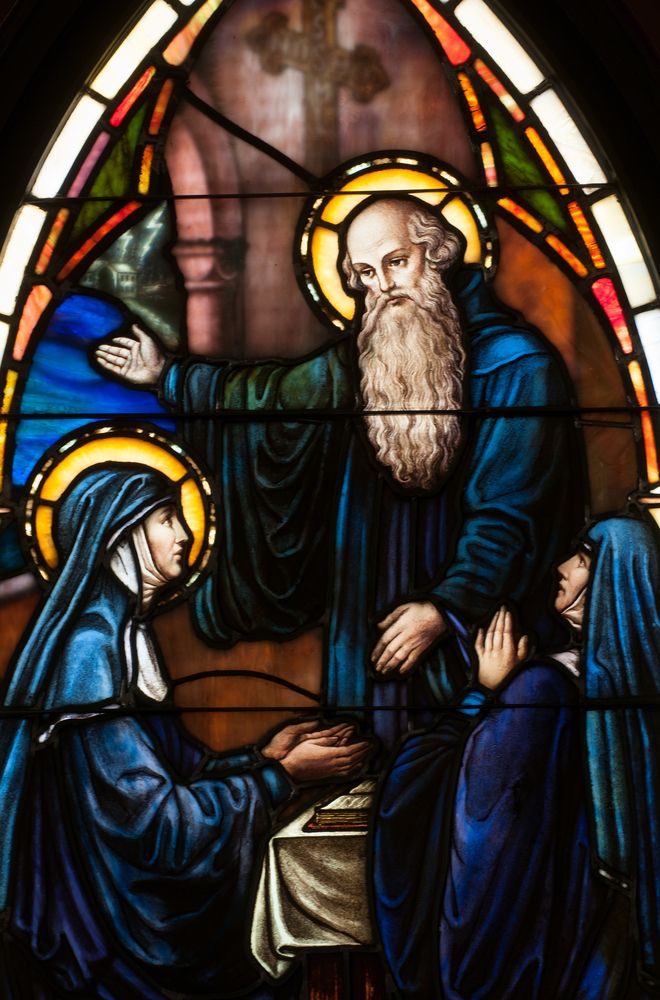 Stained glass windows in St. Benedict Monastery