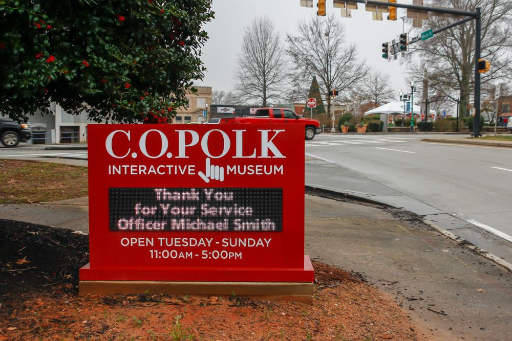 View of a Sign in C.O. Polk Interactive Museum