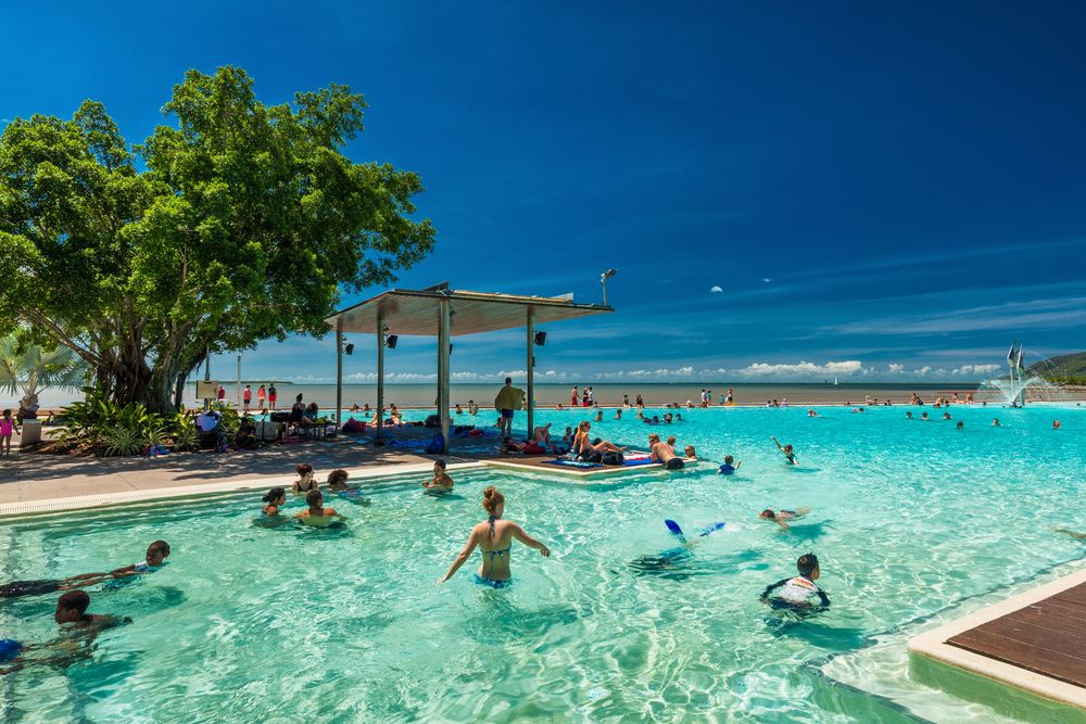 People swimming on Cairns Esplanade's lagoon