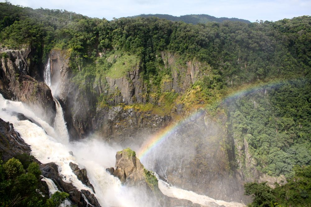 View of a beautiful waterfall along Kuranda Scenic Railway