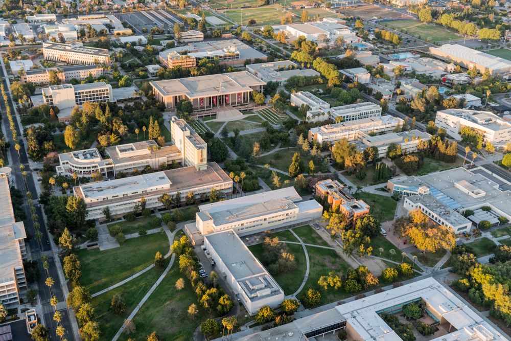 Aerial view of California State University in Northridge, Los Angeles