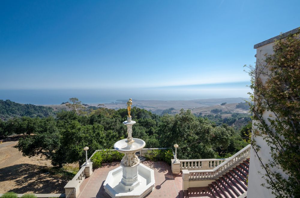 The famous golden girl statue at Hearst Castle