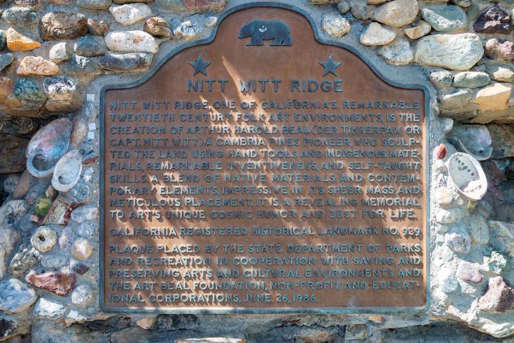 History marker of Nitt Witt Ridge