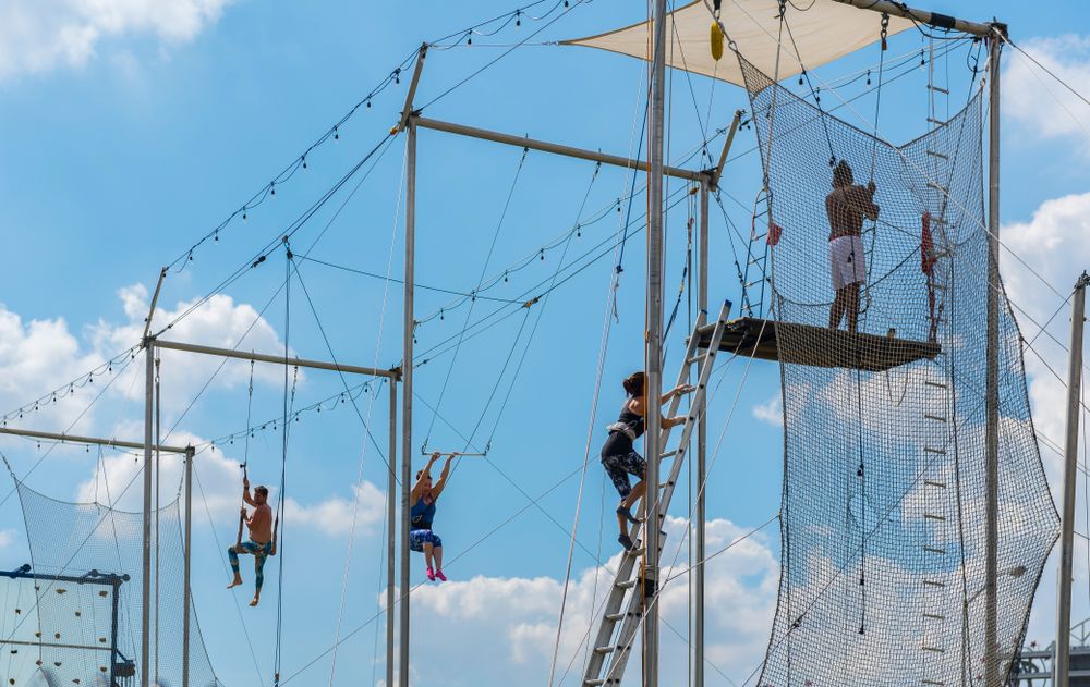 First time flyers practicing at Trapeze School New York
