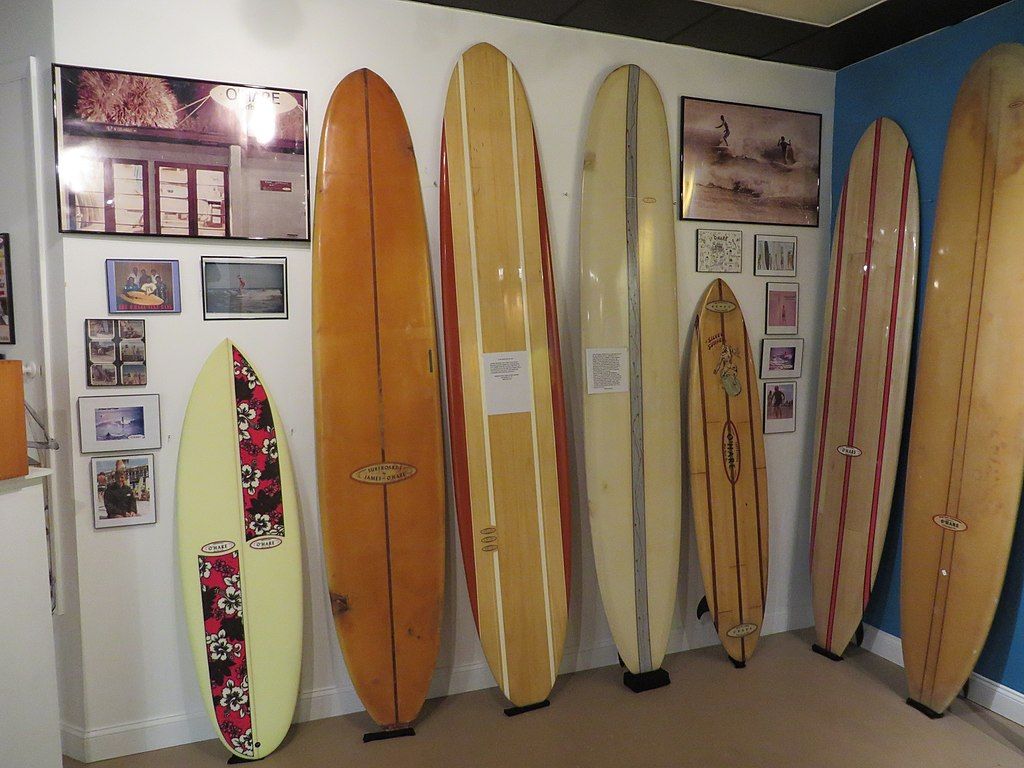 Surfboards displayed in Ron Jon Surf School