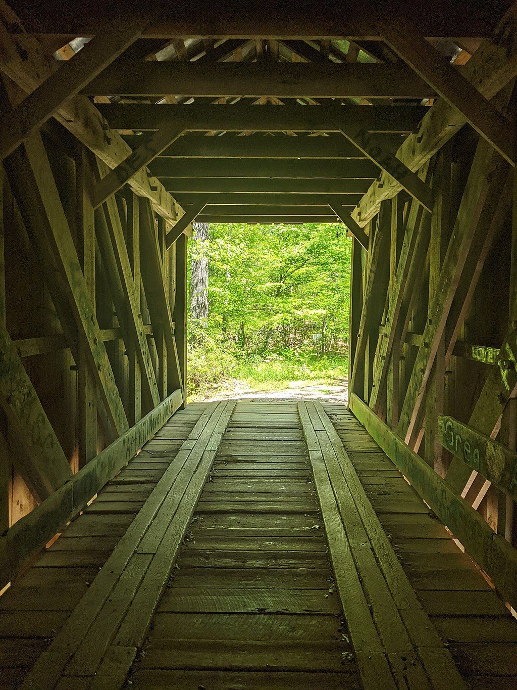 Interior of Bunker Hill Covered Bridge