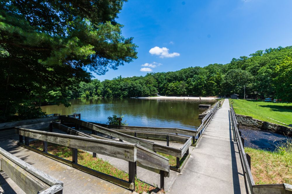 A wooden footbridge at Colonel Denning State Park