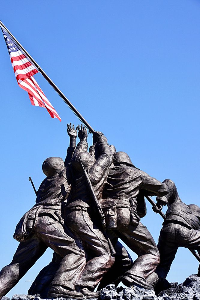 Close view of the Iwo Jima War Memorial Statue