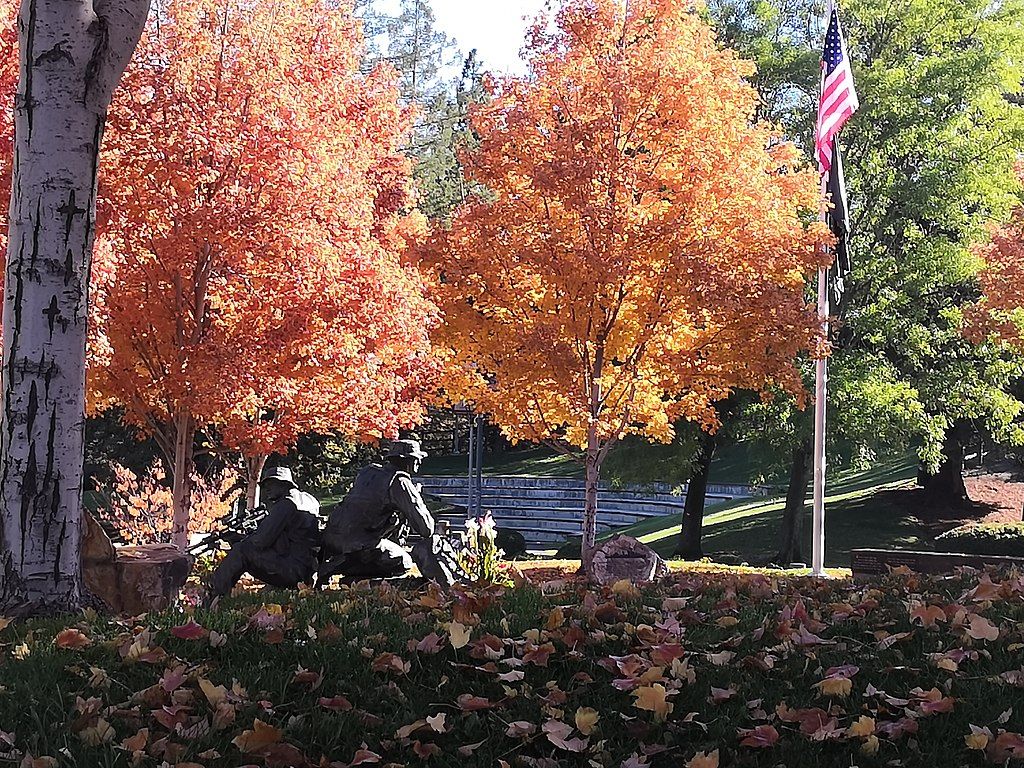 Statues near Cupertino Memorial Park's amphitheater