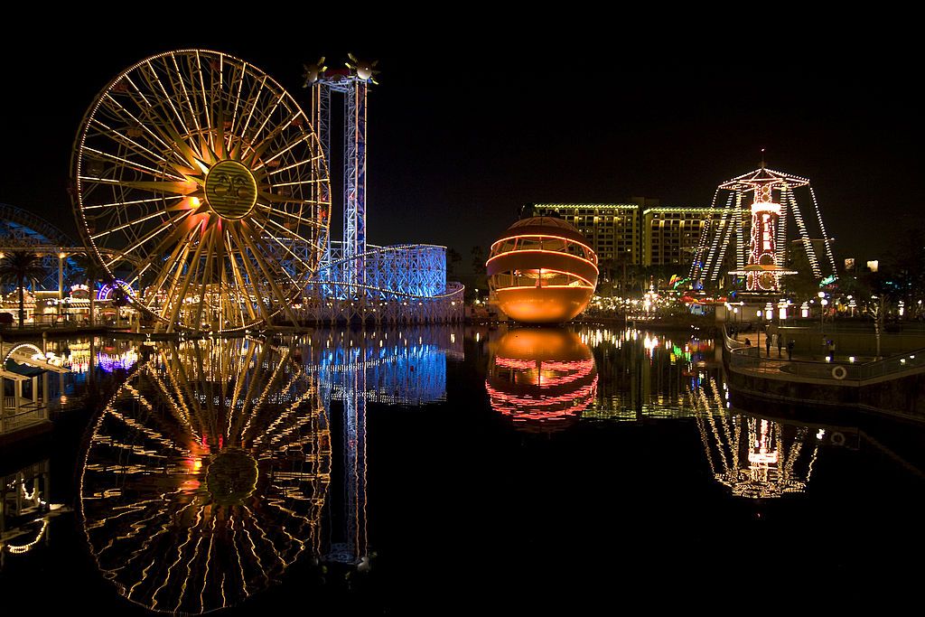 Night scene at Disney California Adventure Park