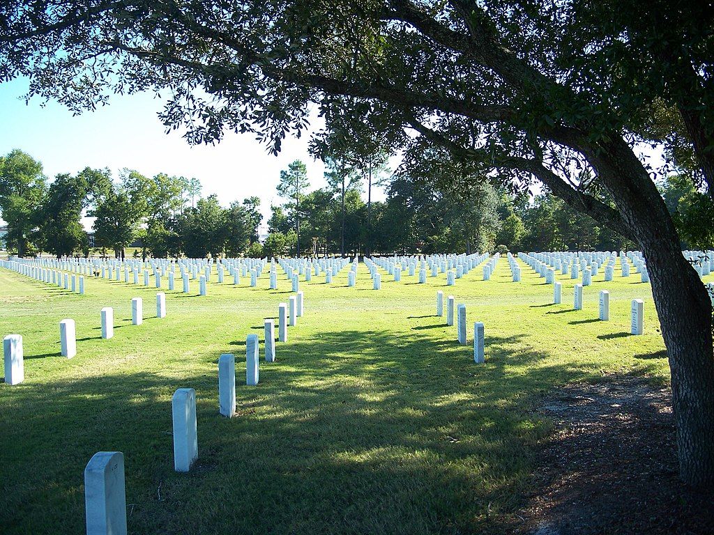 White headstones of civil war soldiers.