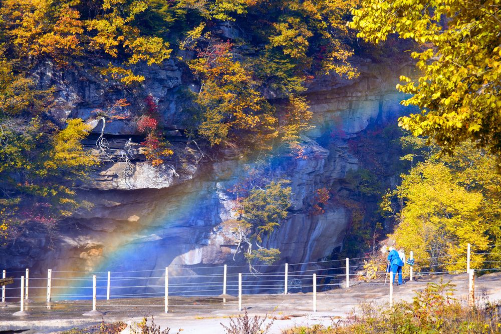 View of a Cumberland Falls Moonbow from the observation deck