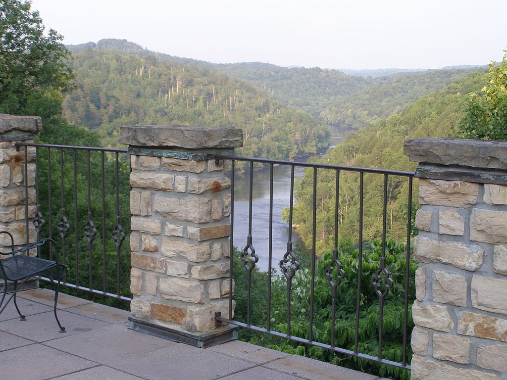 View of cumberland falls from DuPont Lodge's terrace