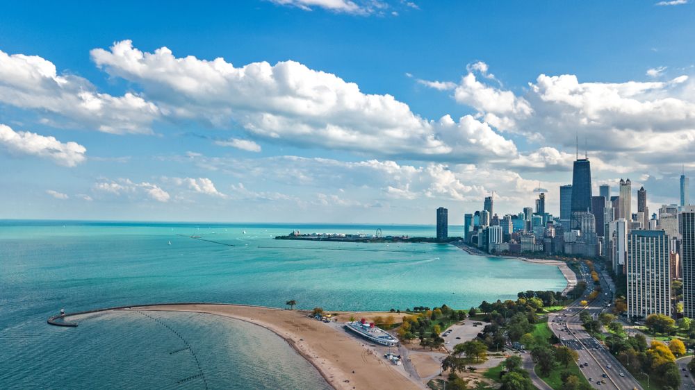 Aerial view of Lake Michigan