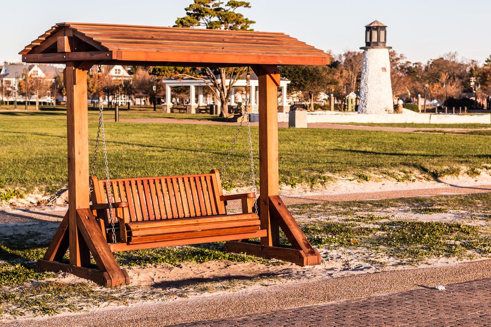Porch swing at Buckroe Beach & Park