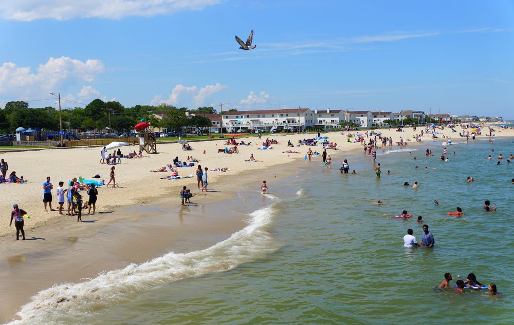 People swimming at Buckroe Beach & Park
