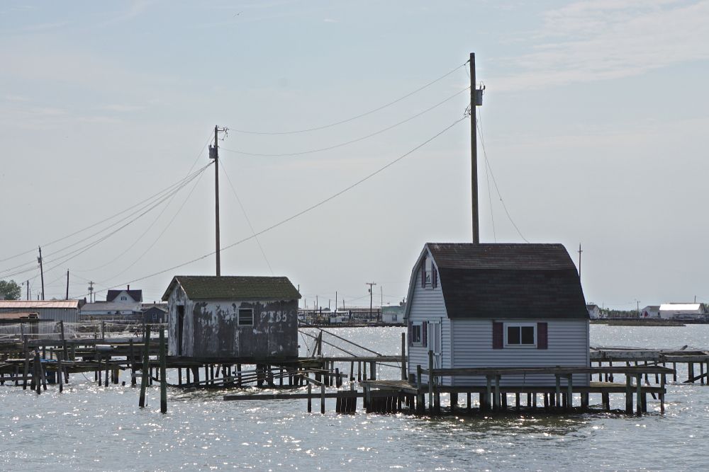 Shacks along Tangier Island