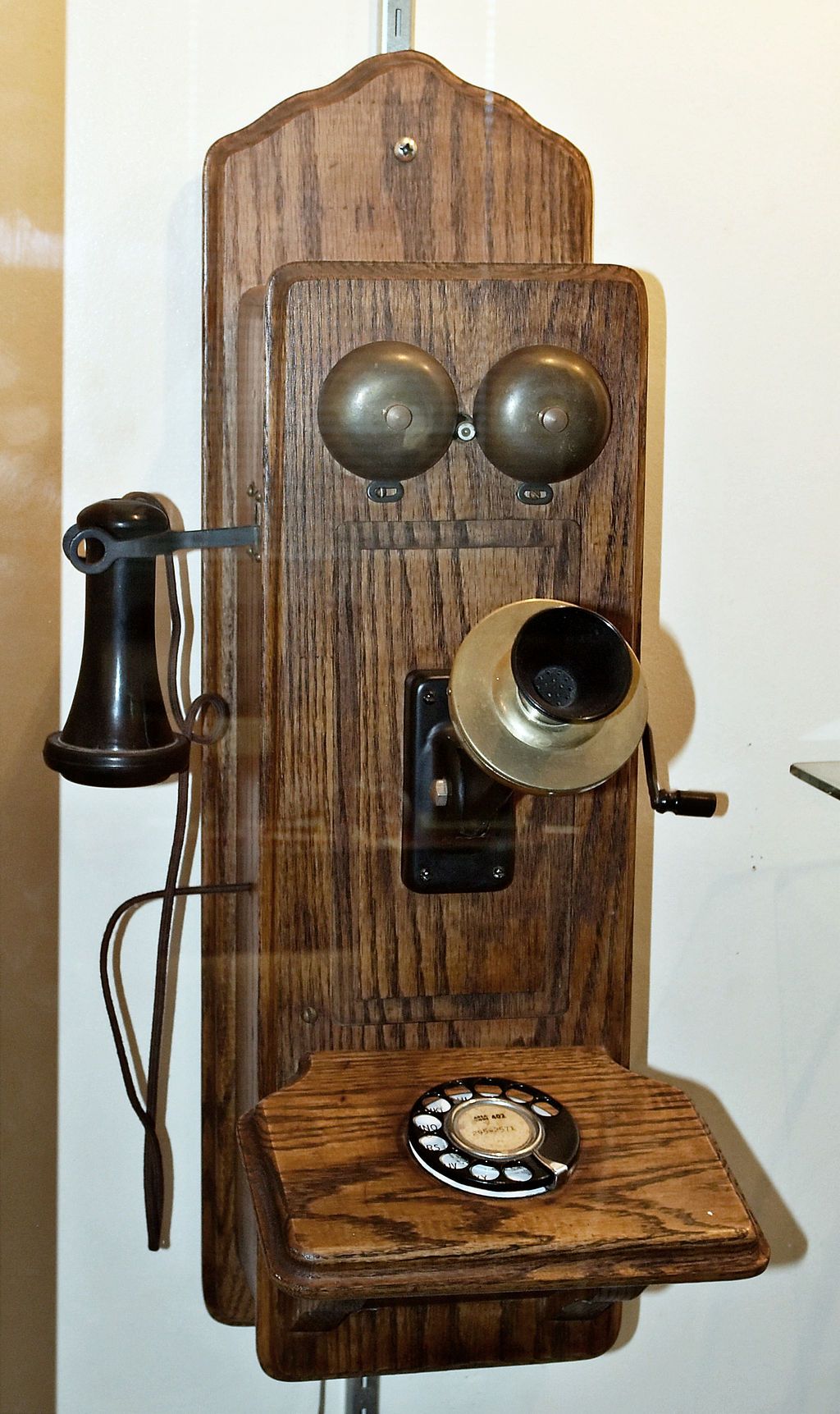 A vintage wall phone in Champaign County History Museum