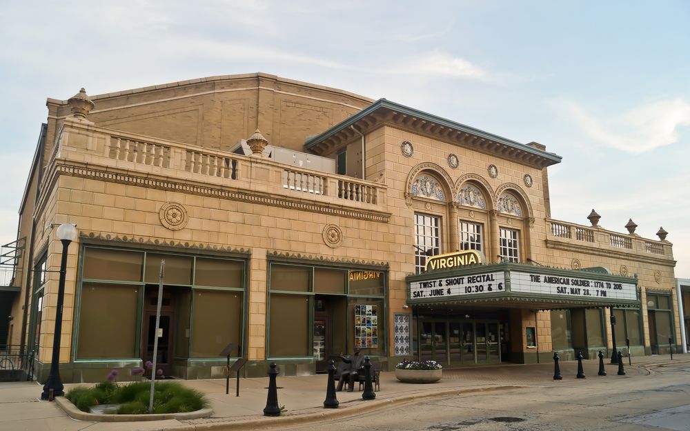 Side view of the Historic Virginia Theatre's exterior