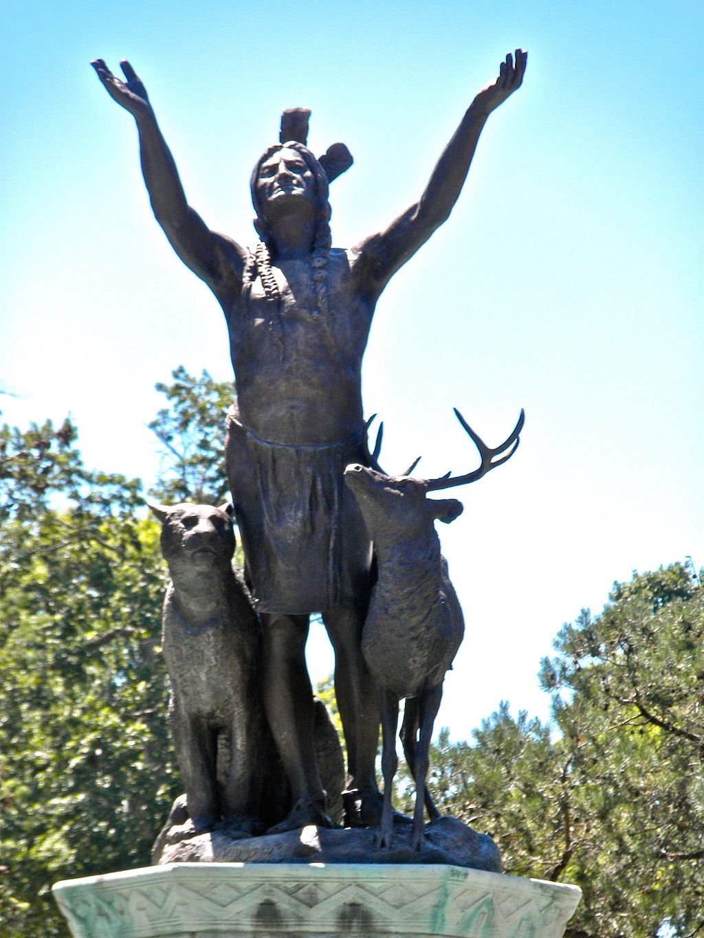Prayer for rain sculpture at West Side Park