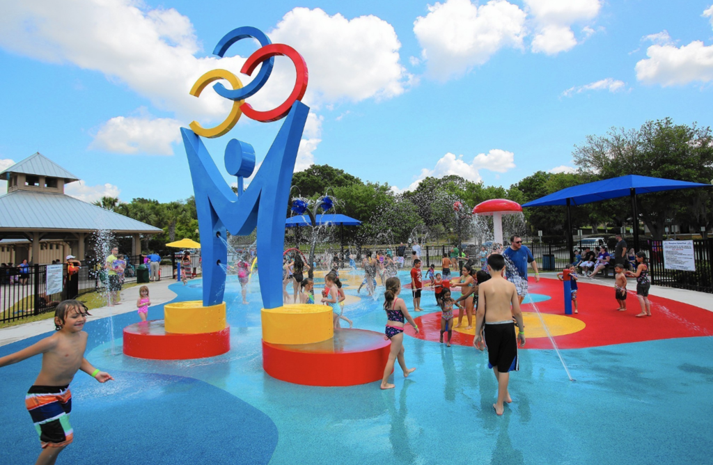 Children having fun at Champions Splash Park
