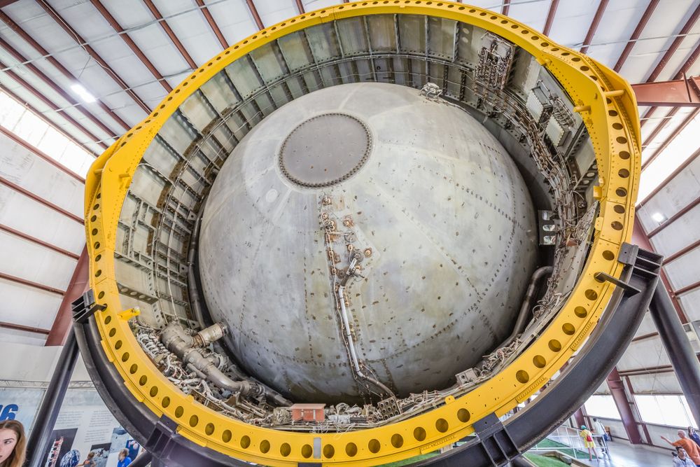 Close details of the JSC Saturn V Rocket