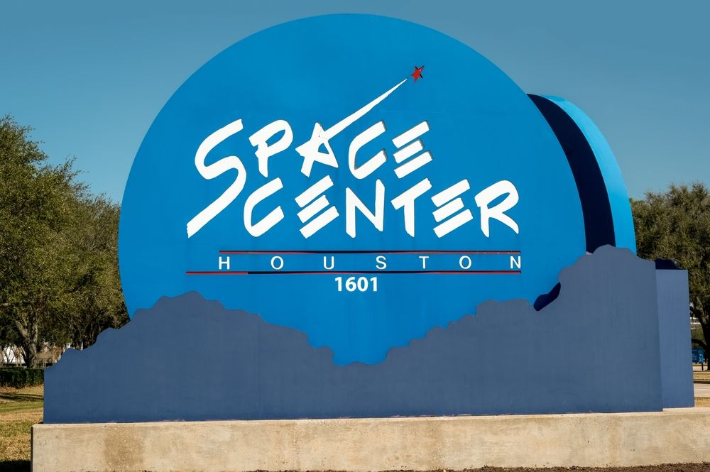 Welcome sign of Space Center Houston