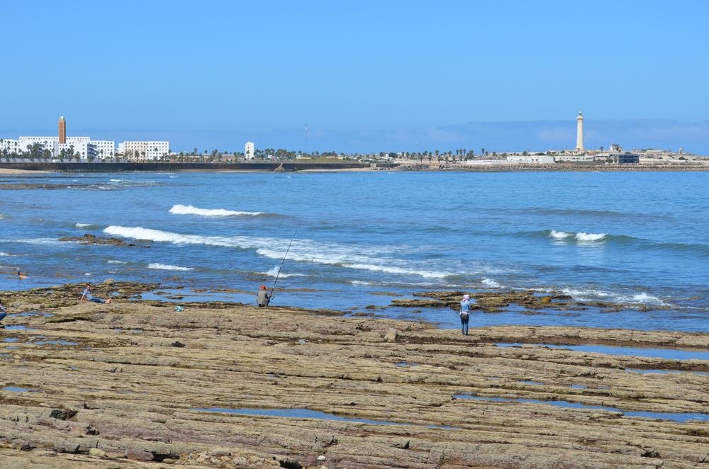 People fishing at the Atlantic Ocean